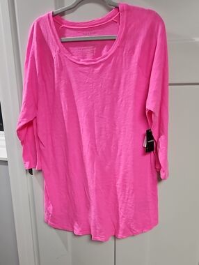 torrid Hot Pink Scoop Neck Long Sleeve Top